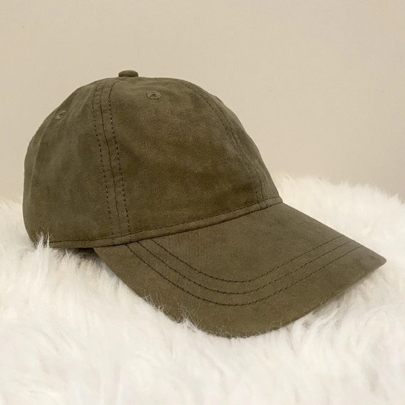 $59.50 JCrew Faux Suede Adjustable Warm Bayleaf Olive Green Baseball Cap Hat NEW - Picture 3 of 9
